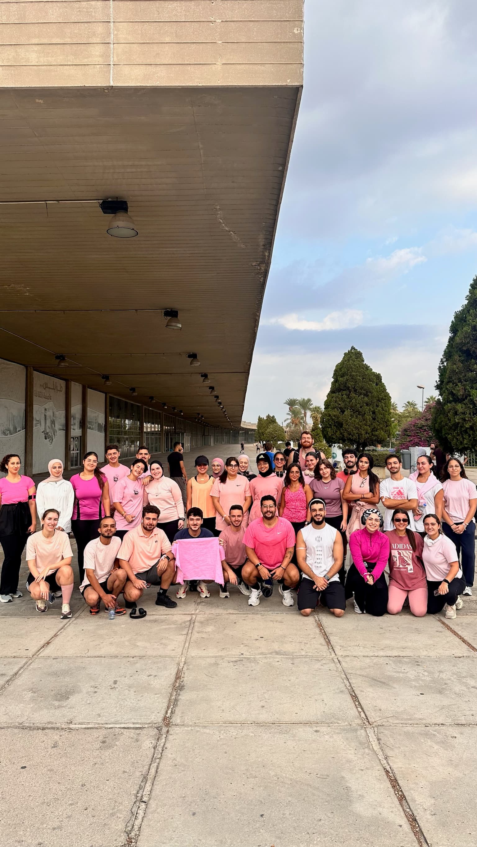 Tripoli Run Club large group photo at the Rachid Karami International Fair